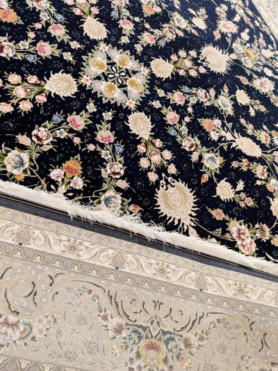 فرش افشان باغ مینو سرمه ای 2