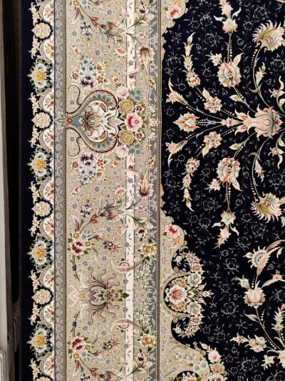 فرش طرح شقایق سرمه ای 3